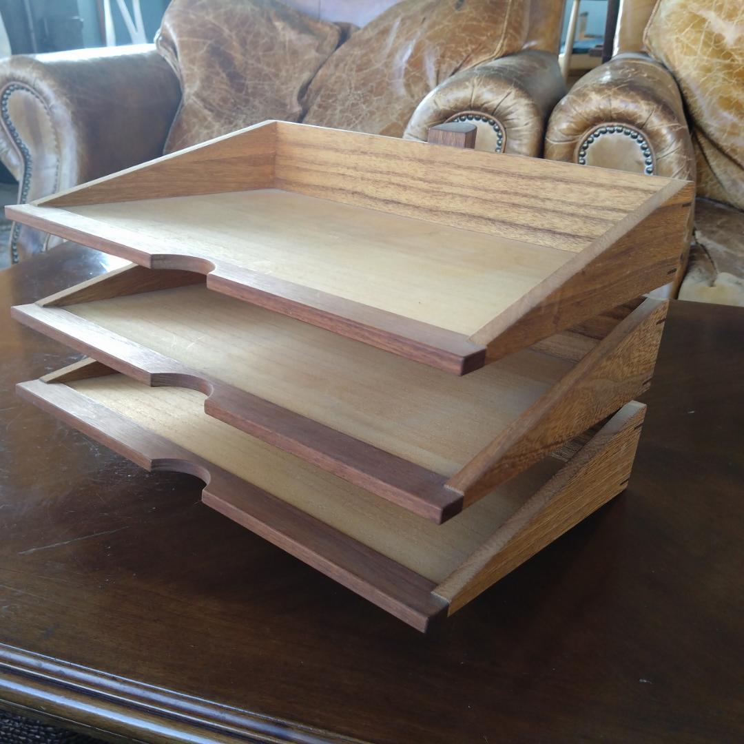 木製　小物入れ　刻印　組み木