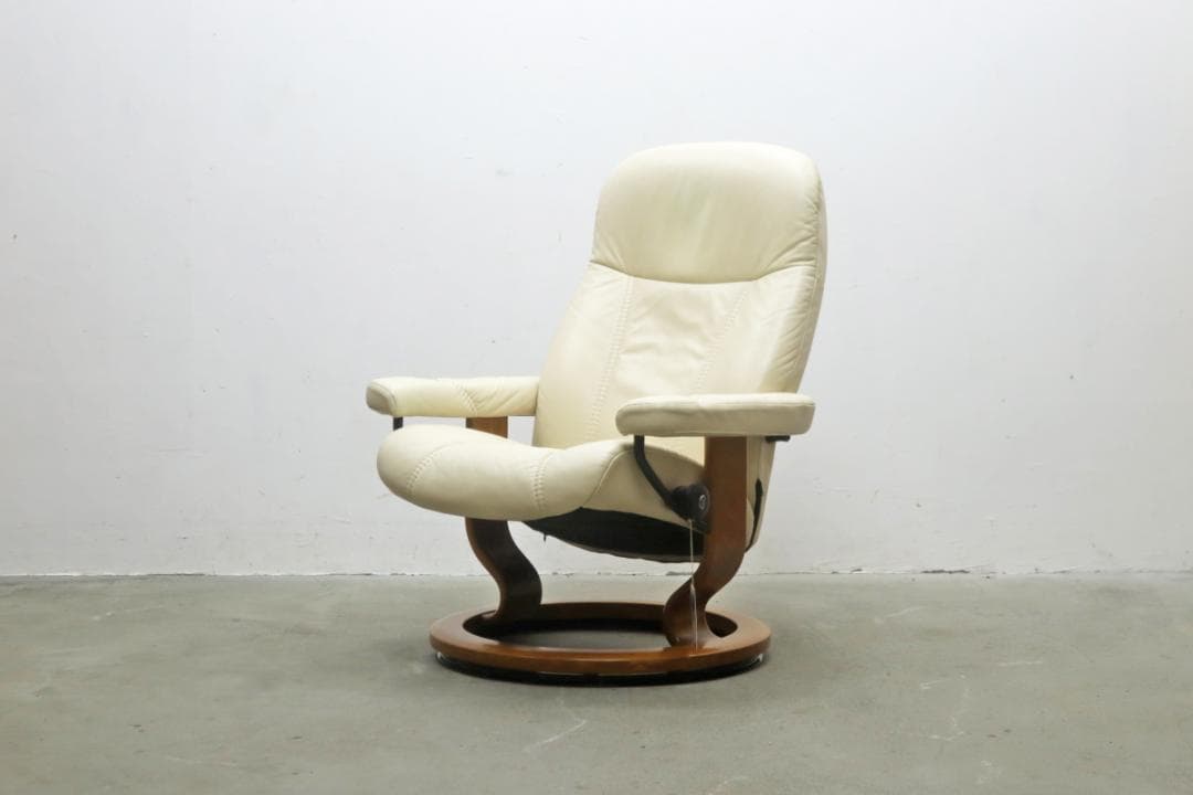 北欧 エコーネス コンサル オットマンセット 本革 リクライニング 1P ソファ