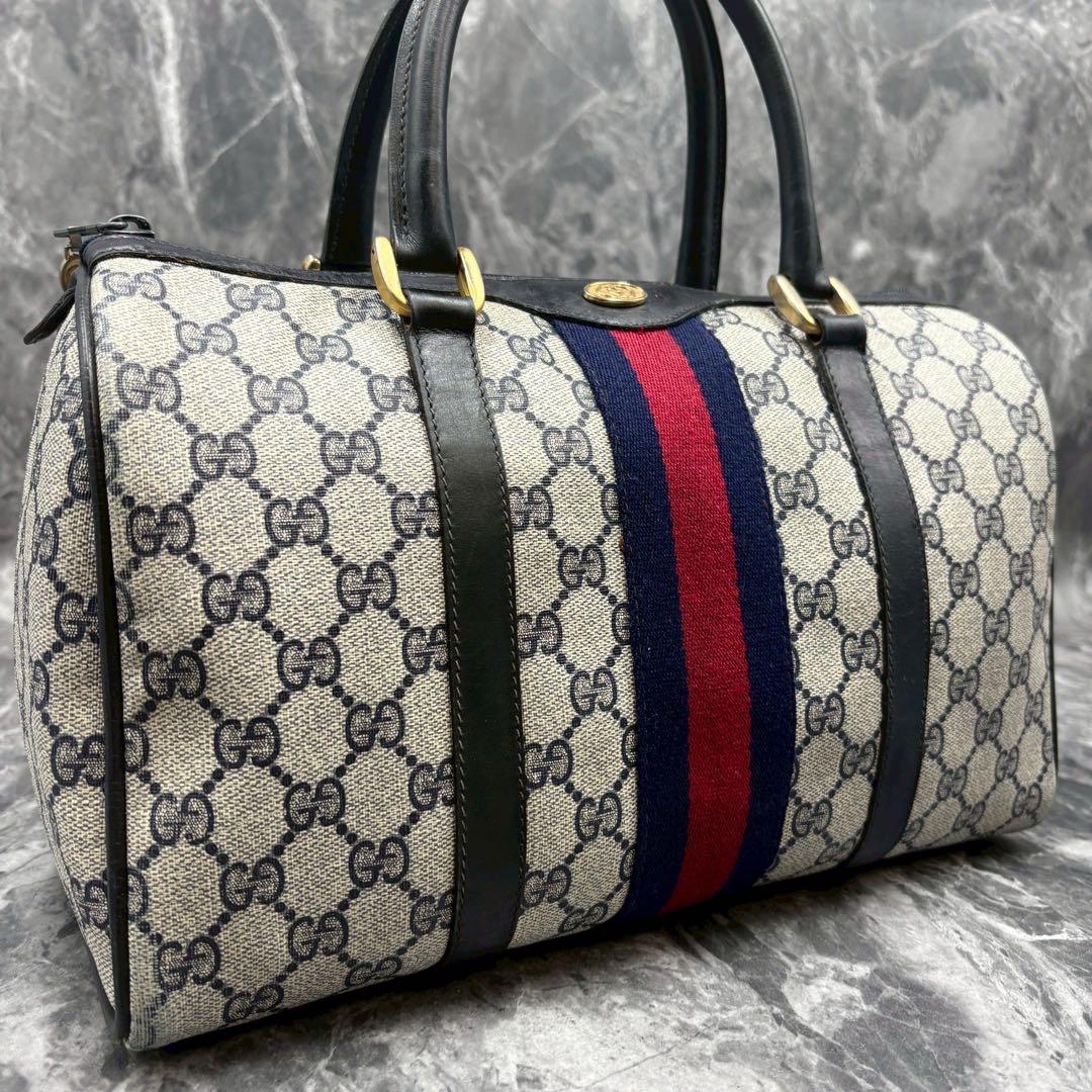 ✨極美品✨GUCCI シェリーライン GG ネイビー ボストンバッグ レザー