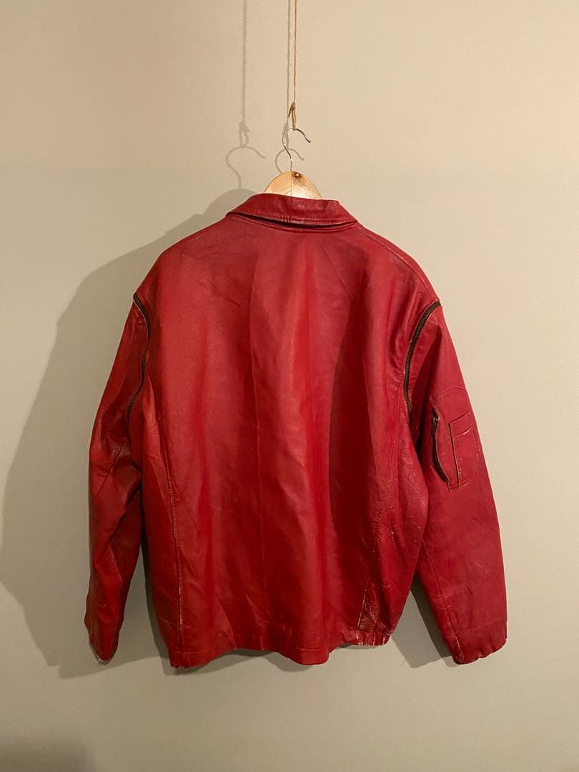 フランス空軍 レザーフライトジャケット 80s 希少カラー