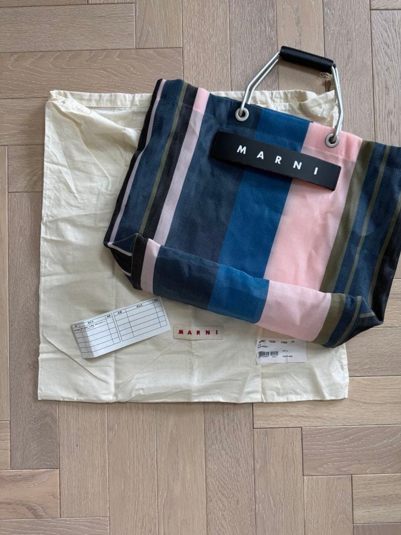 MARNI フラワーカフェ　ストライプ　バッグ