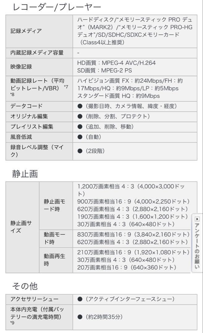 Sony HDR-XR550V ビデオカメラ本体