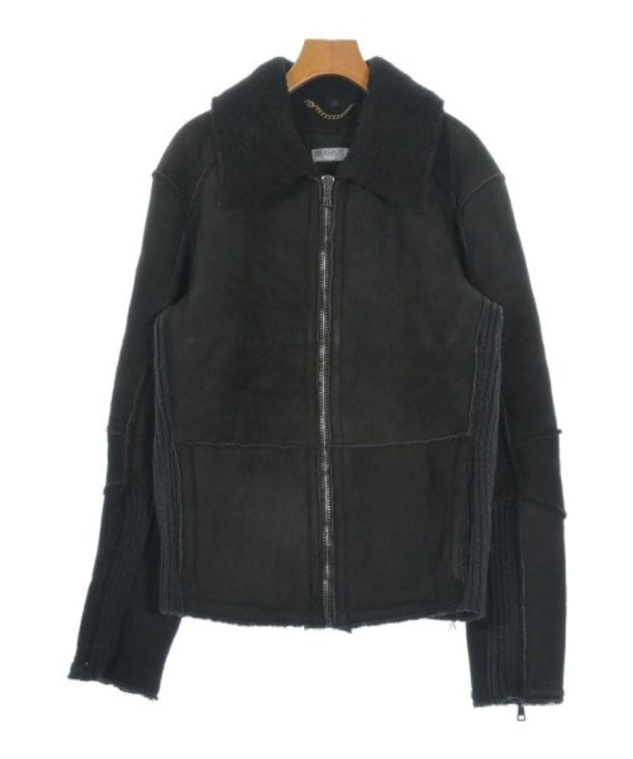 TRANSIT UOMO イタリア製ニット切替リアルラムレザームートンジャケット