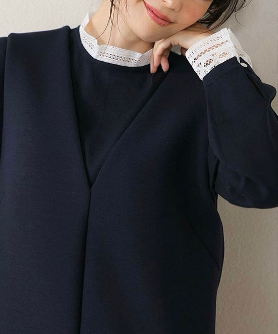 23区 ヴィスコースストレッチ レース コンビ ニット 2025