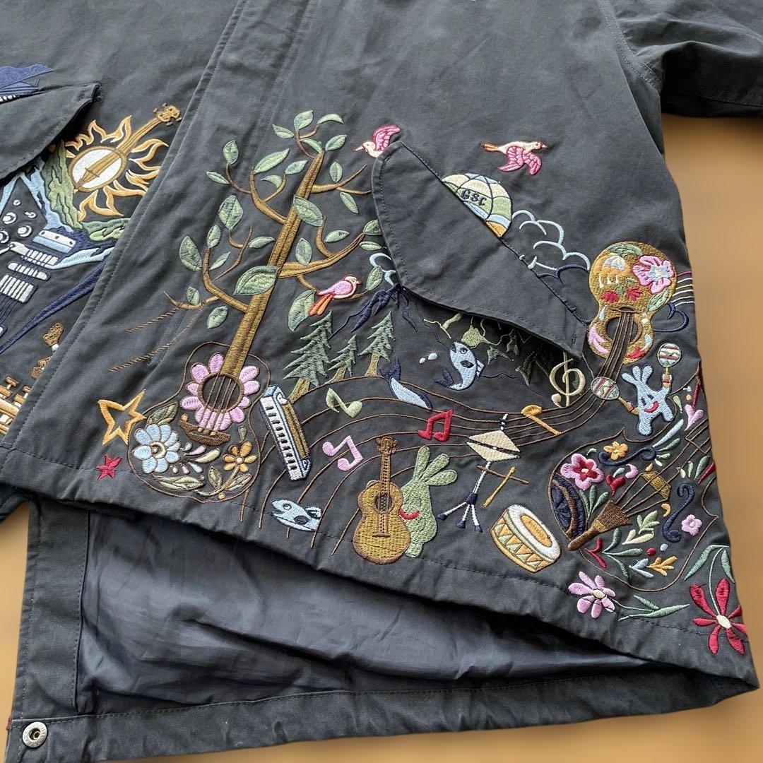 go slow caravan 刺繍入りフード付きモッズコート