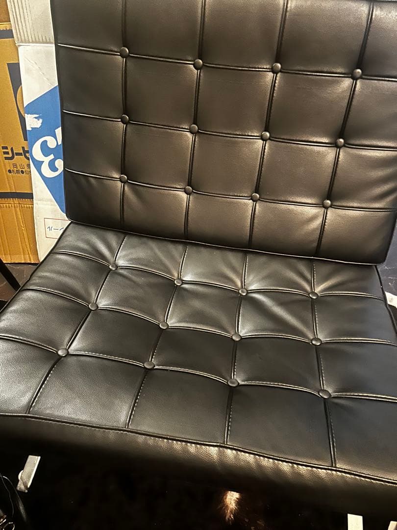 バルセロナチェアのみ本革 モダン ブラック 1人掛けソファ ＊オットマンはなし