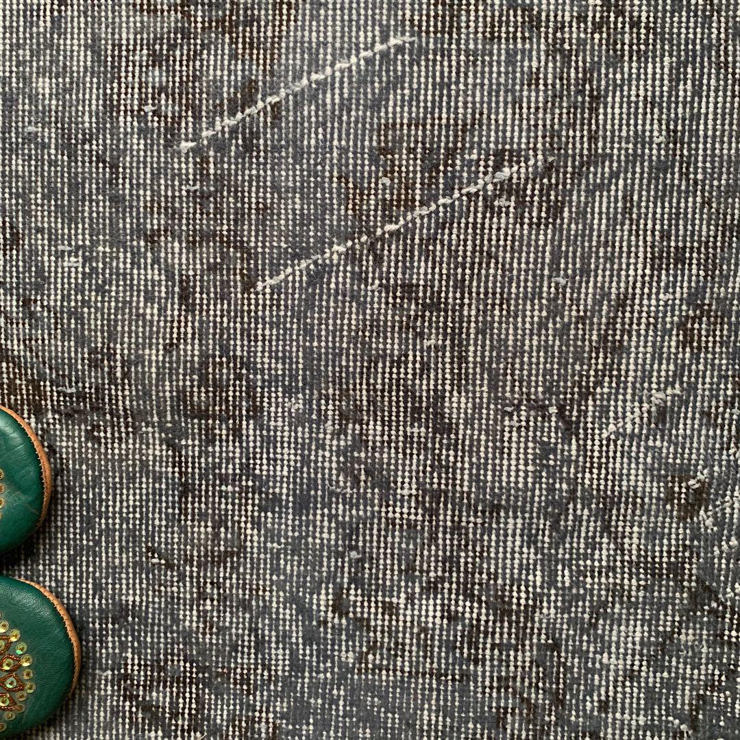 トルコヴィンテージラグ　207×104 グレー　ブラック　チョコ　オーバーダイ