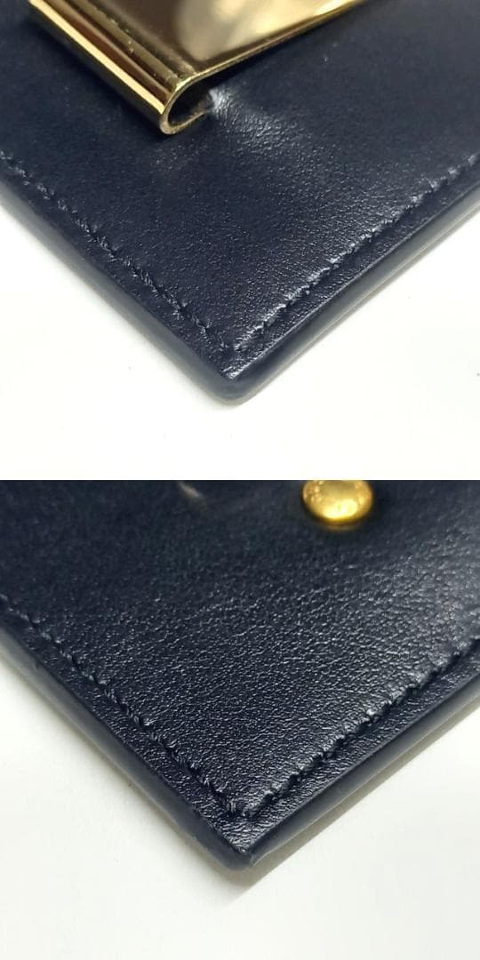 美品 グッチ マネークリップ付き カードケース 札ばさみ レザー ブラック ロゴ