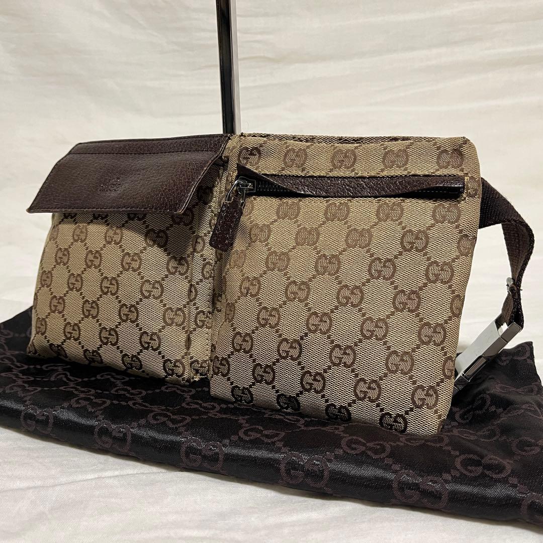 GUCCI GGキャンバス ボディバッグ ウエストバッグ ベージュ グッチ 92