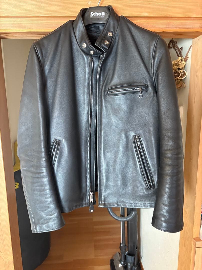 （美品）Schott ブラック シングルライダースジャケット641