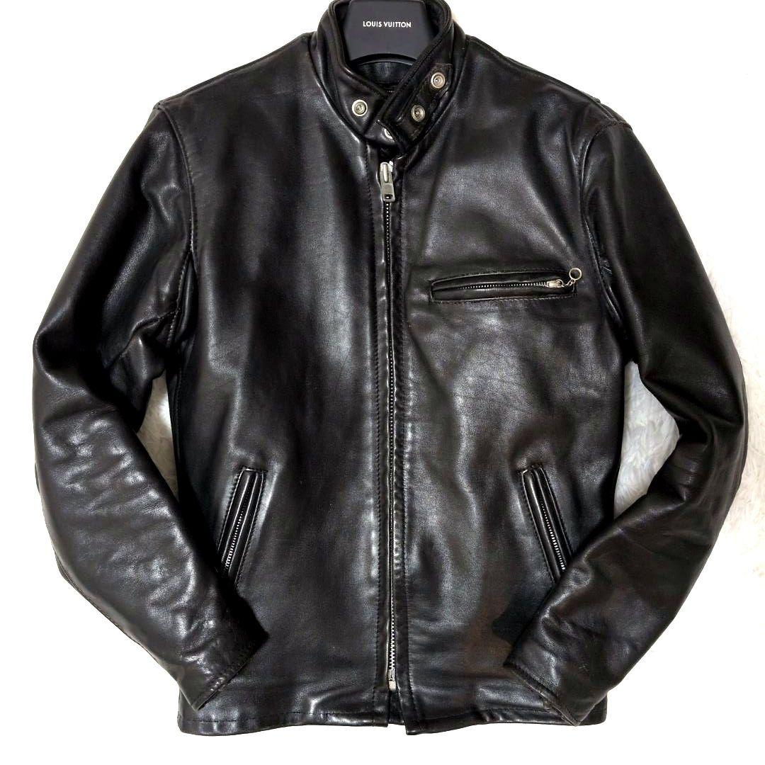 ✨美品✨ショット ライダースジャケット ダブル ボアライナー 34 641 黒