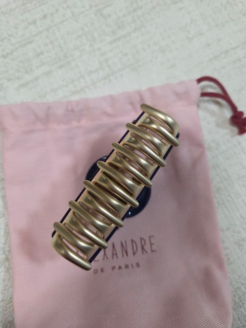 ALEXANDER DE Paris ネイビー ゴールド ヘアクリップ Mサイズ