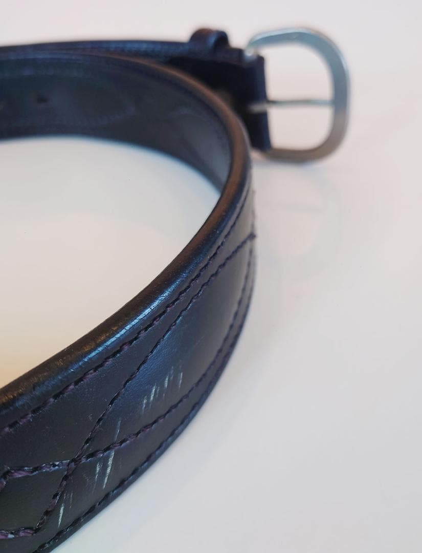 BIANCHI レザー ベルト B21 34インチ (黒&茶 2本セット) 美品