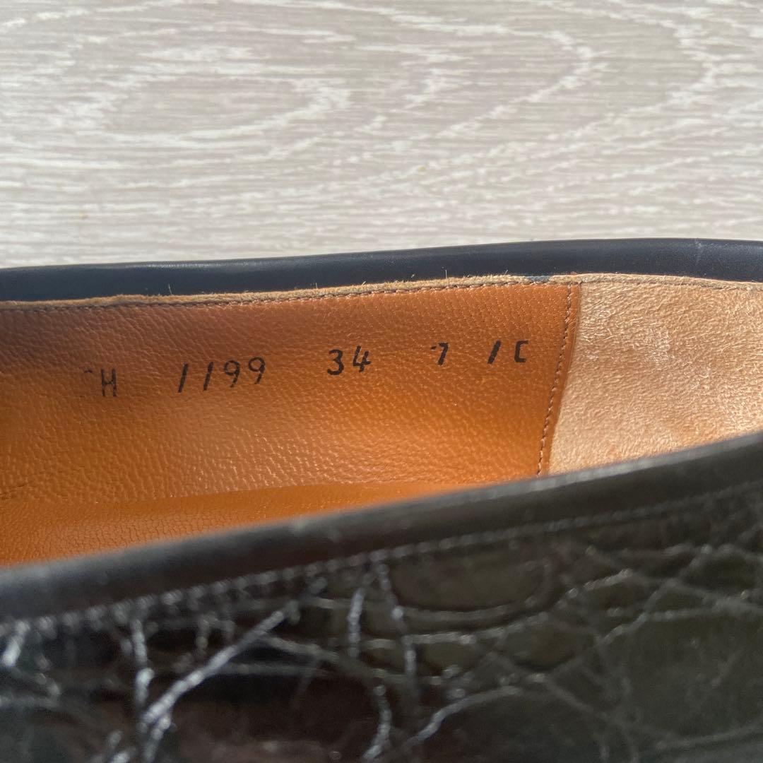 フェラガモ　ローファー　フラットシューズ　黒 ブラック　7/C 24cm