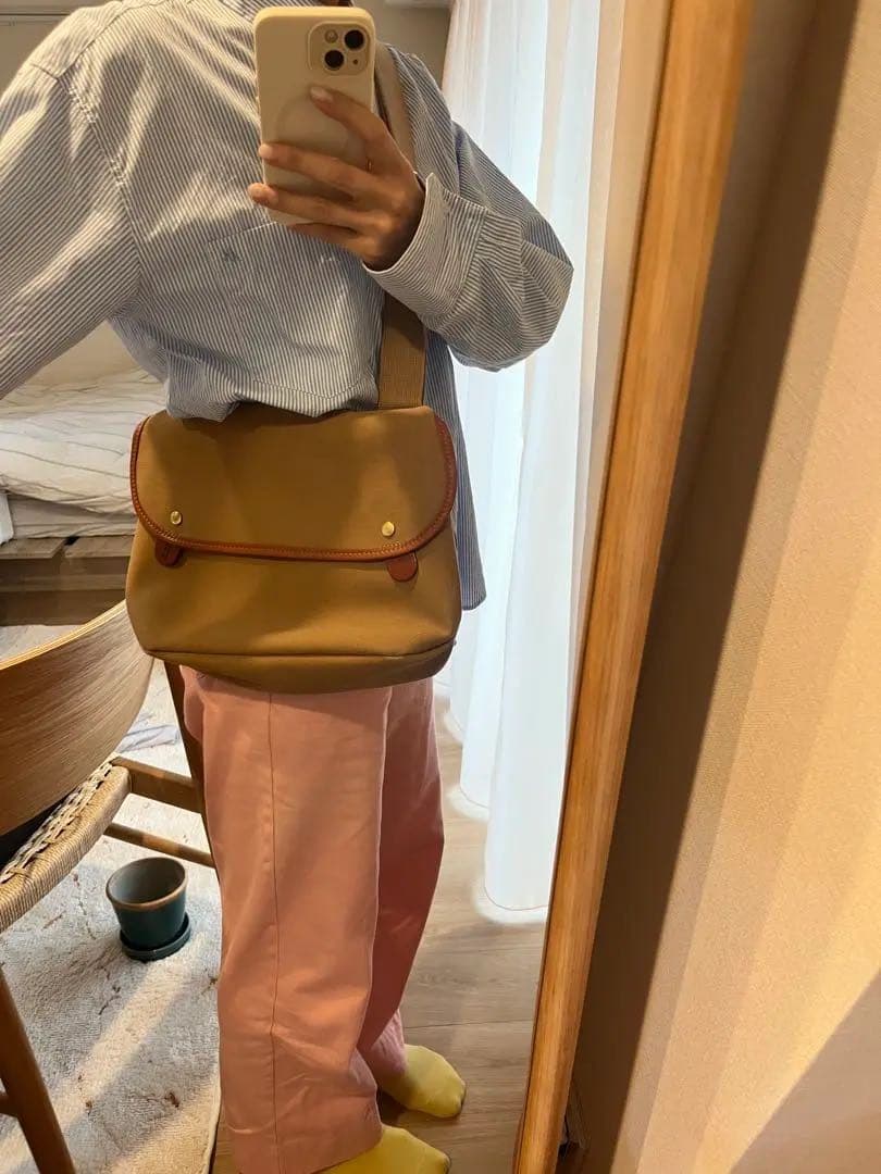 Bradyベージュ キャンバスバッグ　ショルダーバッグ キャンバス×レザー 美品