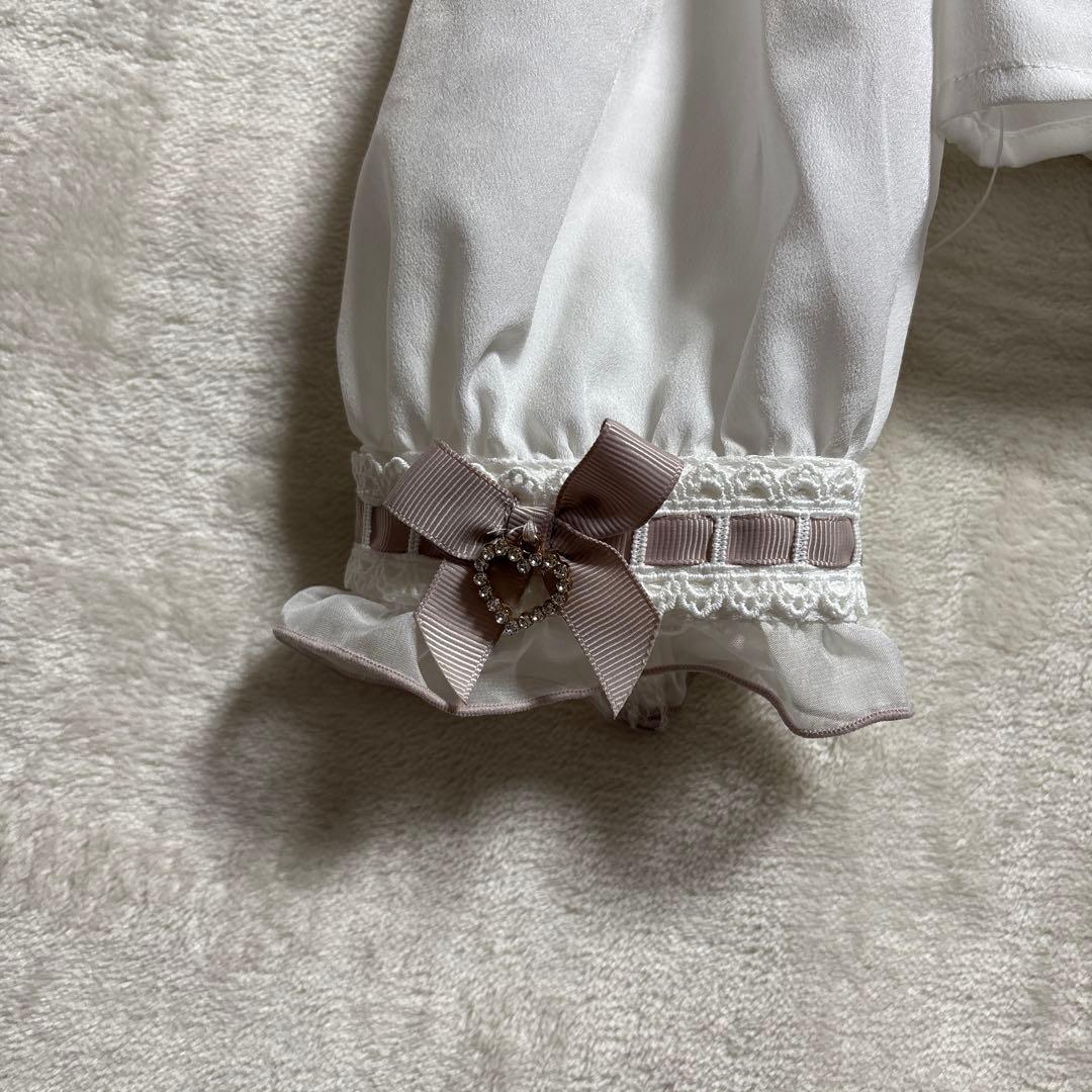 LIZLISA BIGリボンオープンショルダーブラウス Freeホワイト×ピンク