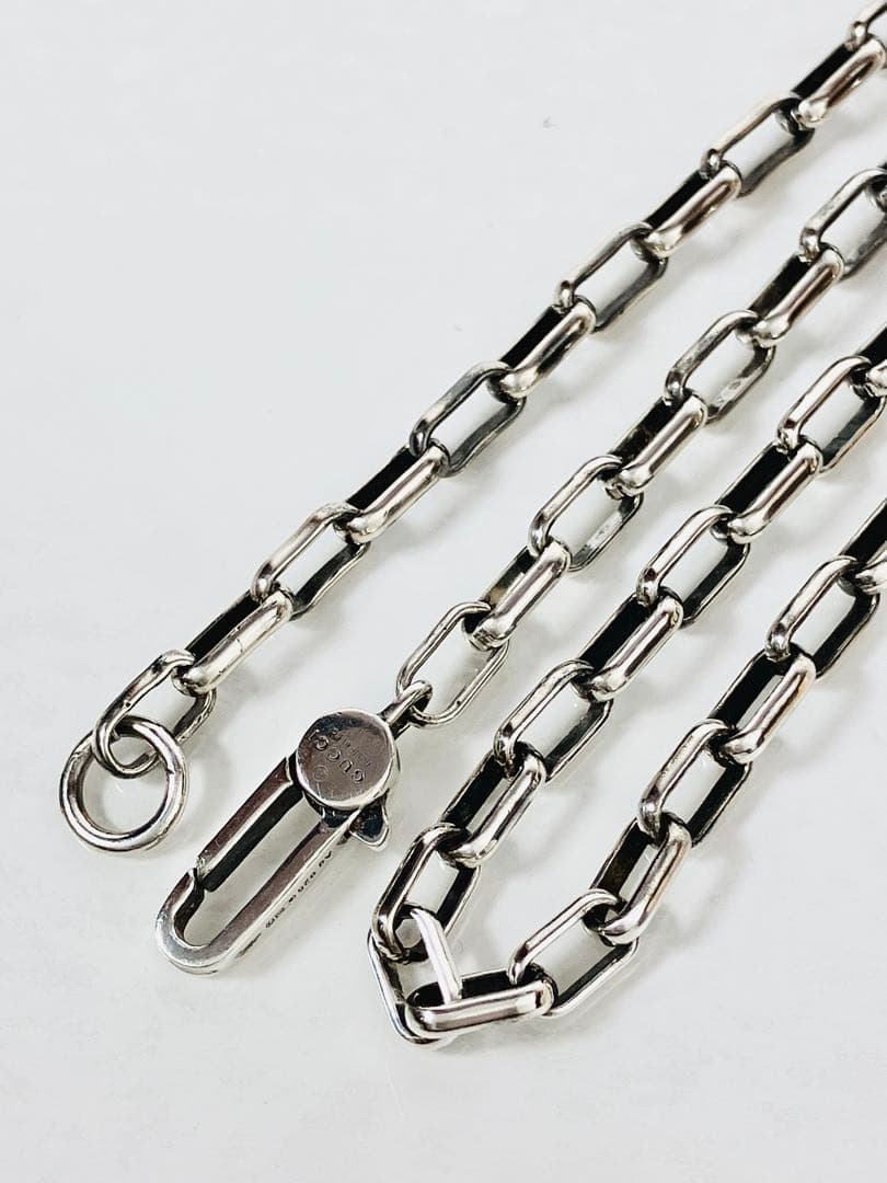 【美品】GUCCI レクタングル チェーン ネックレス 男女兼用　SV925