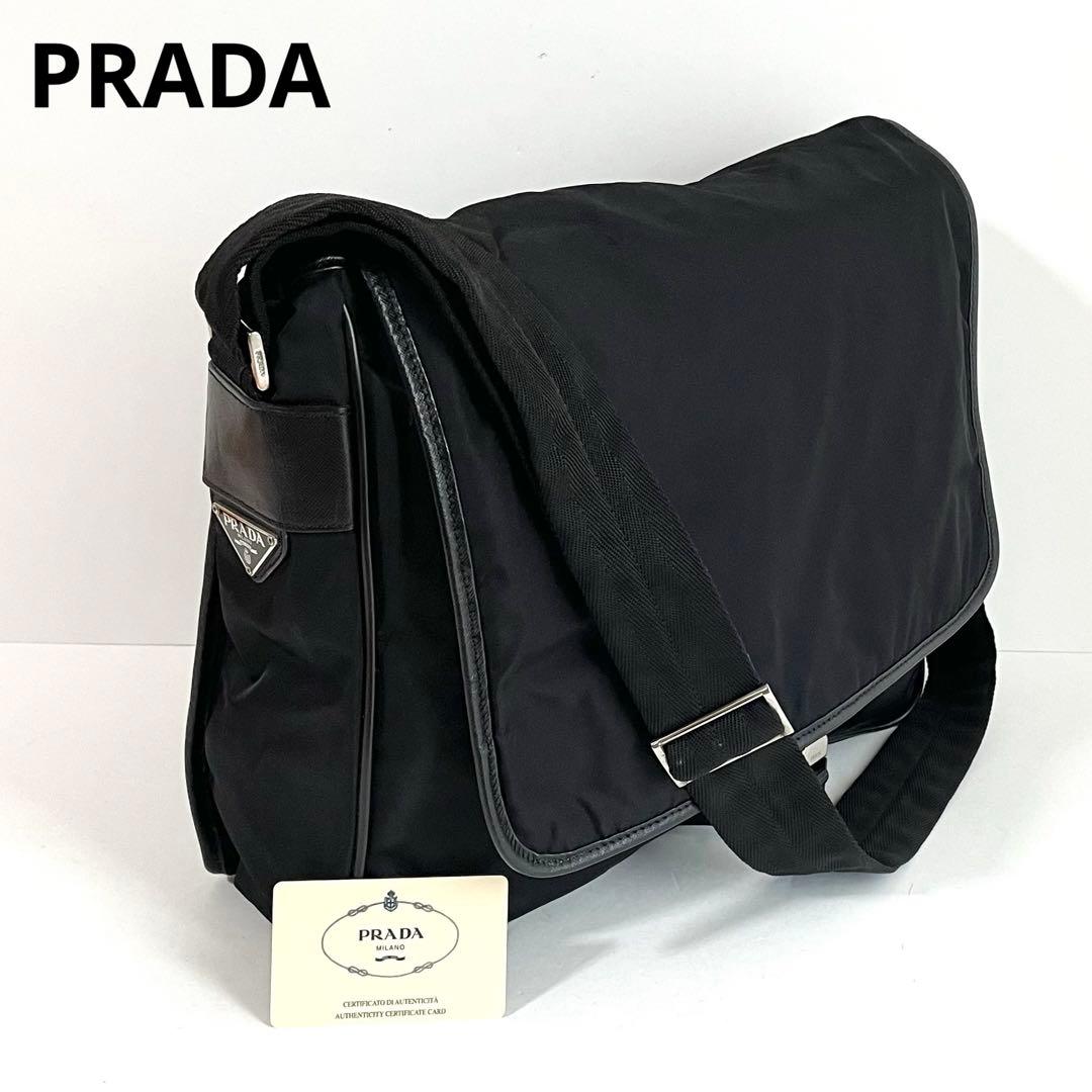 【美品】PRADA プラダ ショルダーバッグ ナイロン×サフィアーノレザー