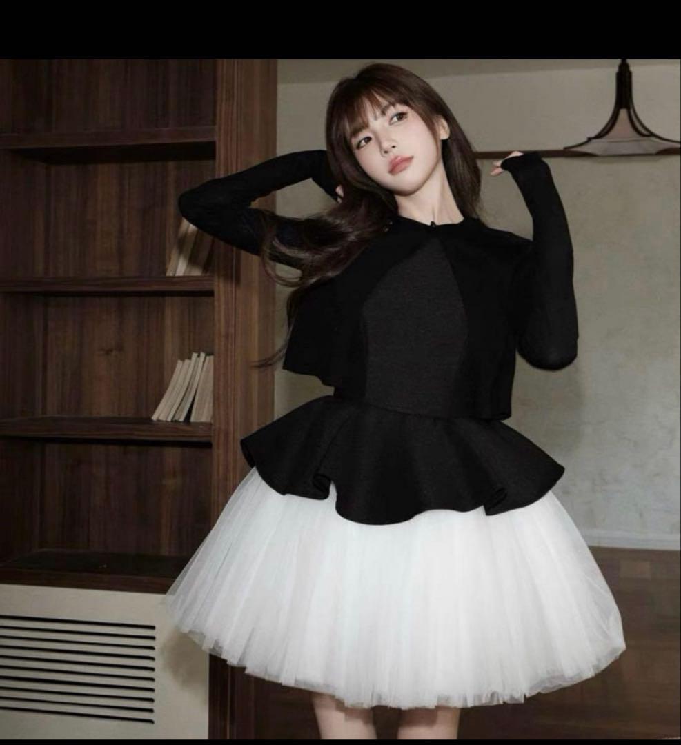 チュールドッキングノースリーブワンピース nanastyle