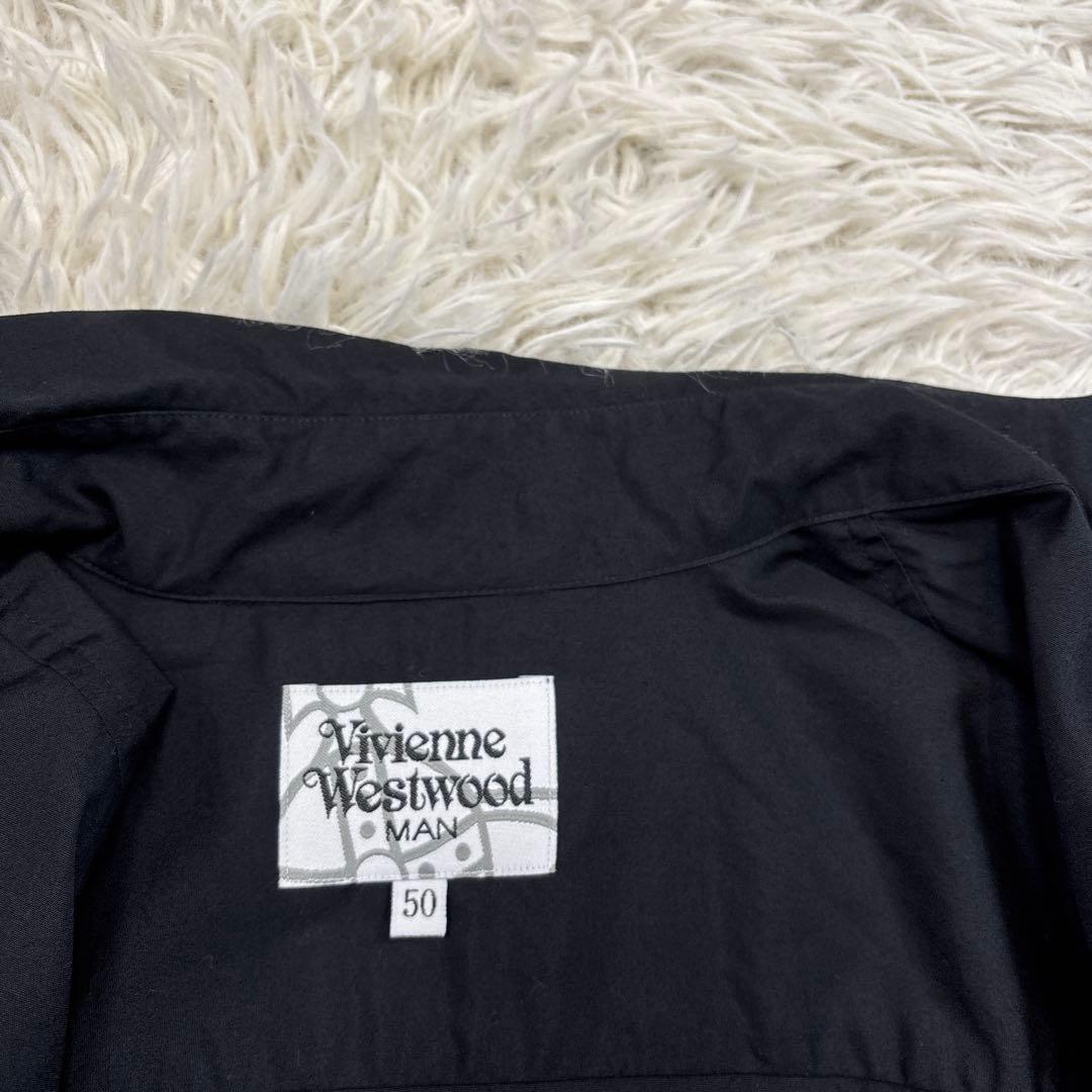 美品【ヴィヴィアンウエストウッドメン】ブラック　オーブ　七分袖　変形シャツ　50