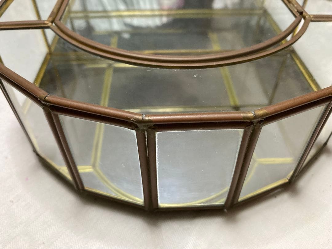 ＊クリスマスセール♪＊訳あり ビンテージ☆アーチ型ガラスショーケース 真鍮 収納