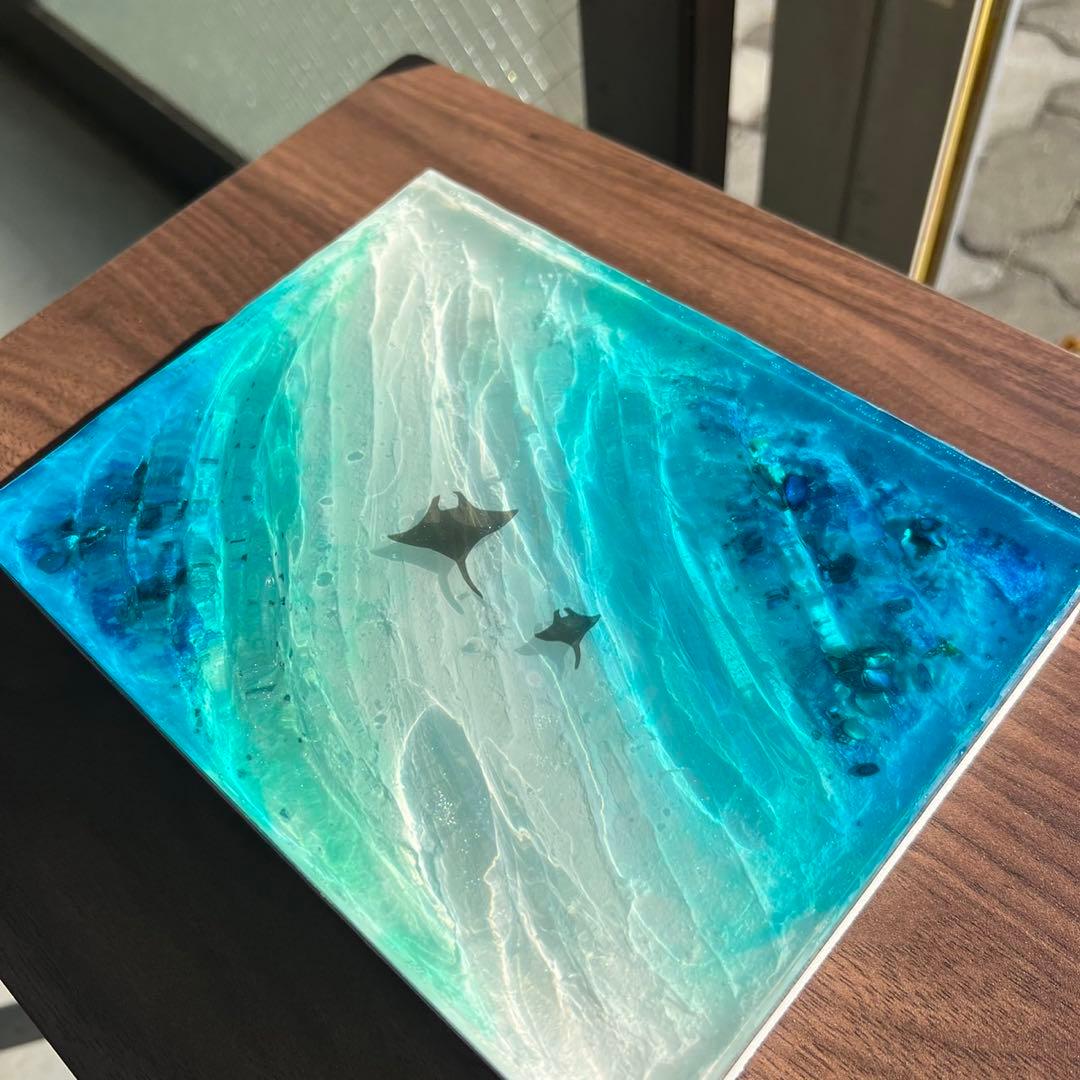 【レジンアート】波紋アート／15cm × 20cm／枠なし