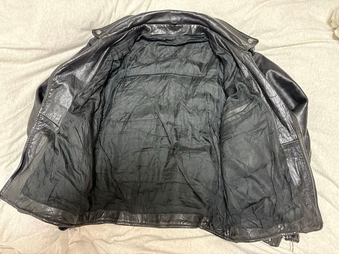 ブラックレザー ダブルライダースジャケット