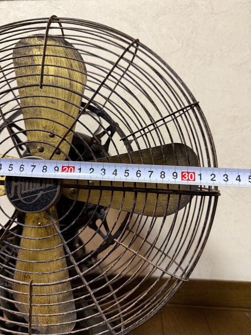昭和初期 HITACHI 日立 扇風機 筆記体ロゴ 動作品 金属製