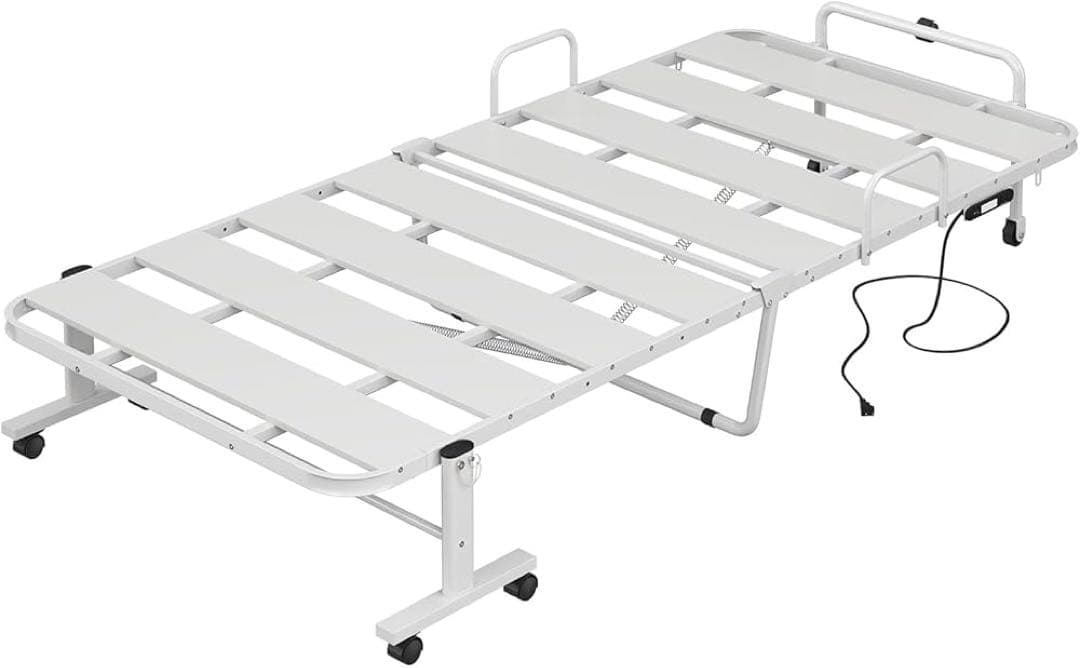 折りたたみベッド シングル ライト付きコンセント キャスター付き 通気性