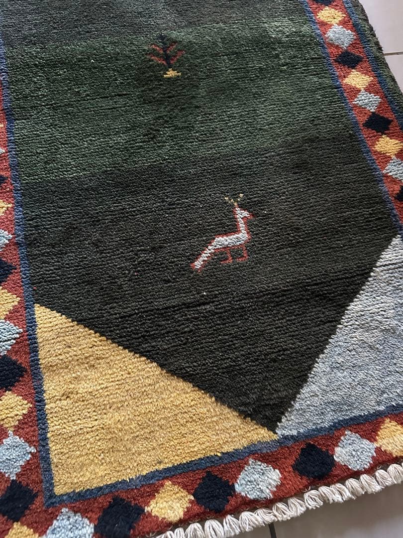 135×73 ヴィンテージラグ　　手織ラグ　ギャッベ