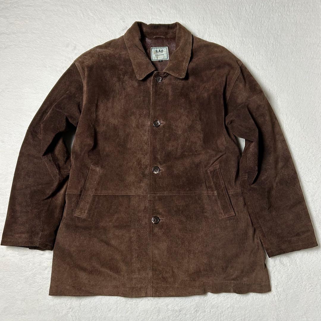 本革❗️ピッグスキン スエードカバーオール コート キルティング裏地 古着