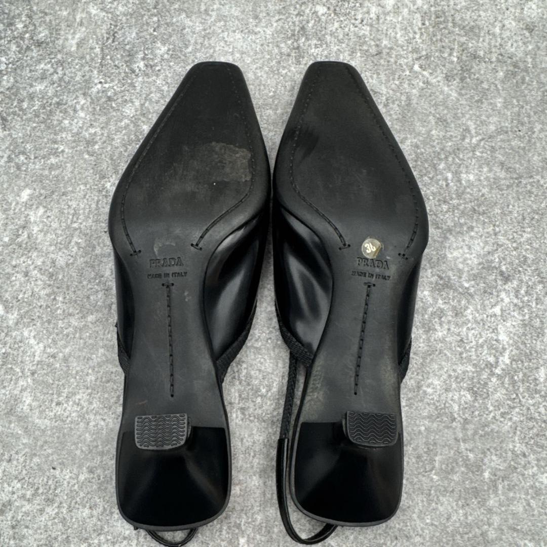 靴 Prada Black Square Toe 36 Replaced Heels