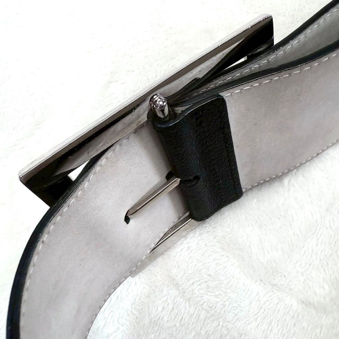 ブルガリ レザー ベルト 黒 太ベルト 本革BVLGARI