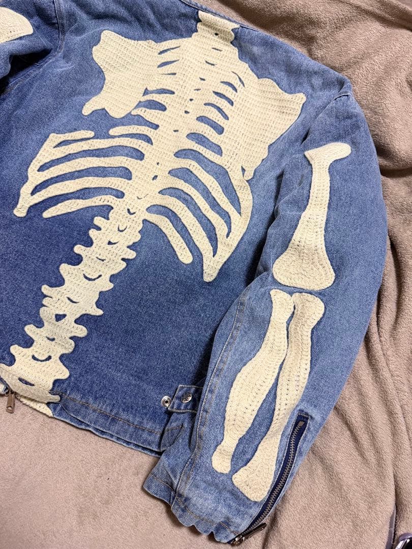 90s MOTO KROSS スケルトン スカジャン デニムジャケット Gジャン