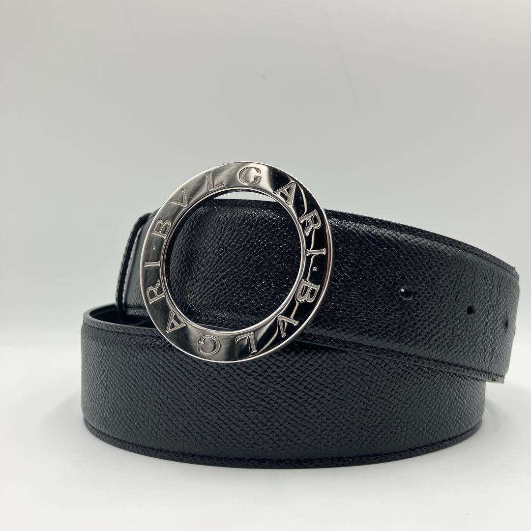 極美品✨ブルガリ ベルト サークルロゴ ビーゼロワン レザー ブラック