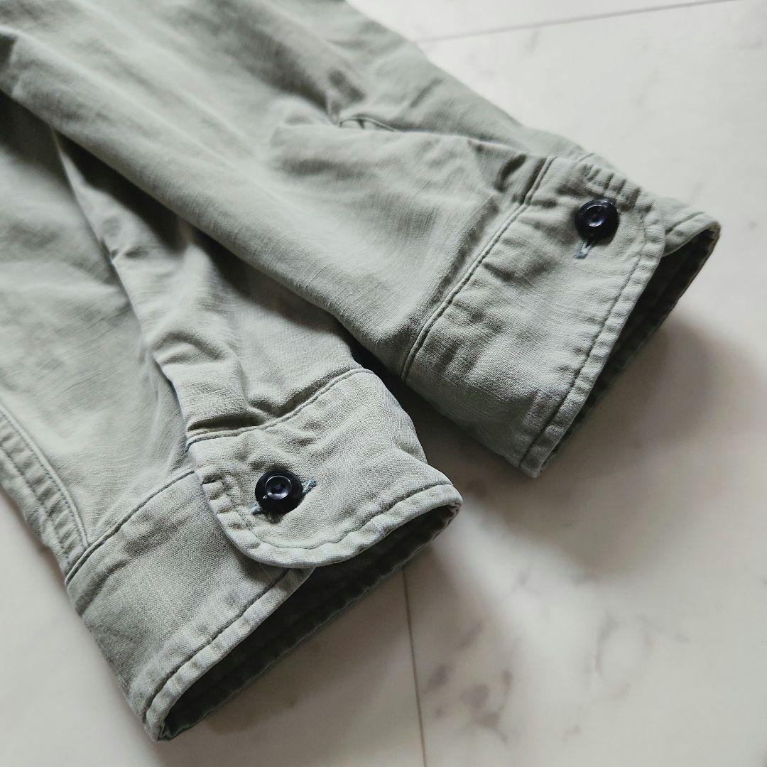 マディソンブルー ハンプトンバックサテン 長袖シャツ カーキ ゆったりめ