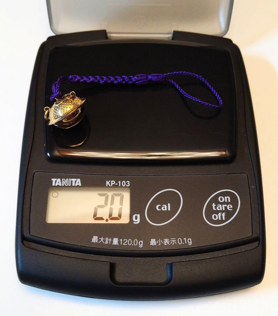 K18 茶釜 携帯ストラップ 縁起物 御守 ヴィンテージ