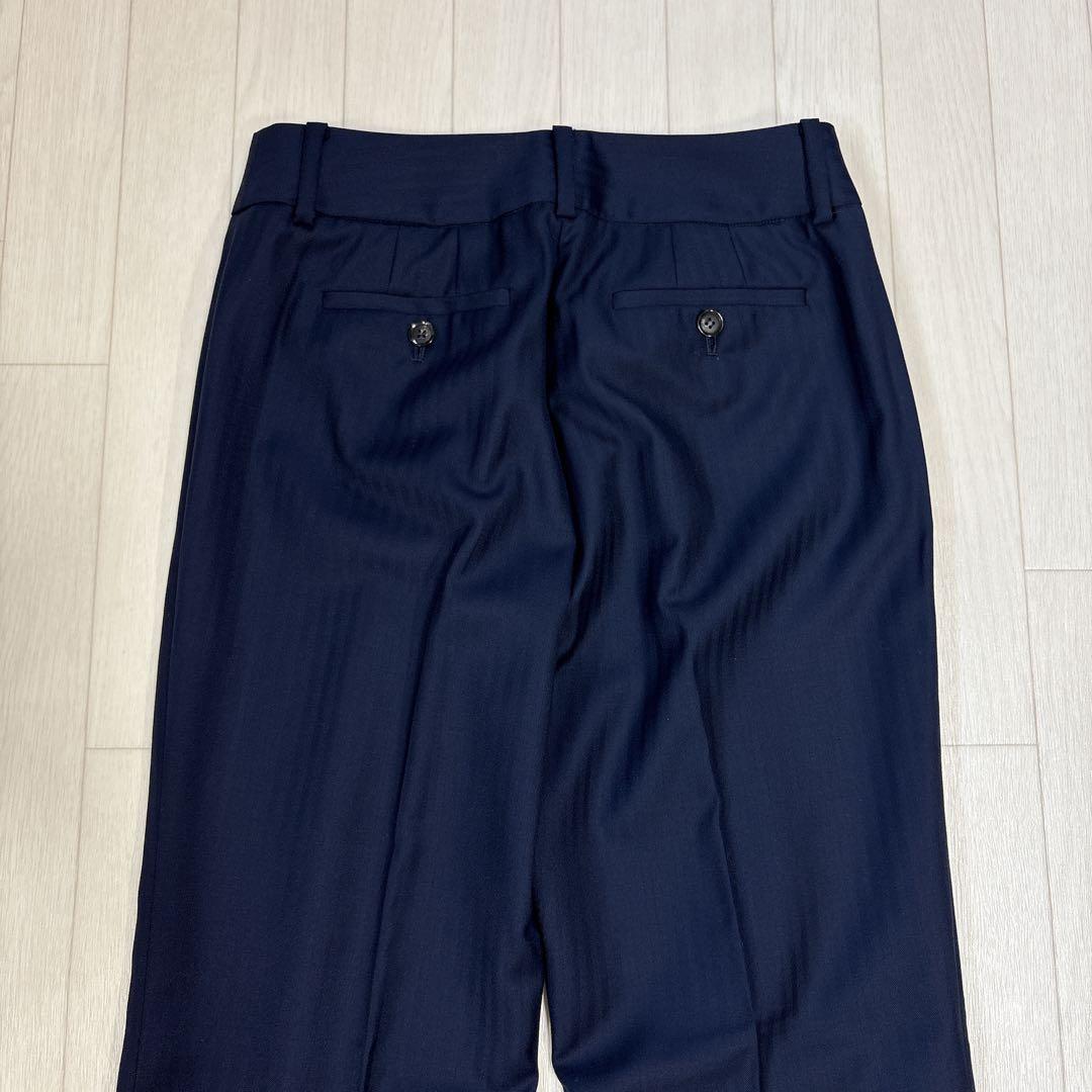 極美品 21AW アキコオガワ 高級 ウール ストライプ パンツスーツ 38