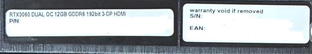 【中古】Palit GeForce RTX3060 12GB