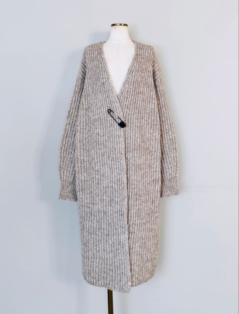 SELECT(セレクト) ロングニットカーディガン セイフティーピン付 ベージュ