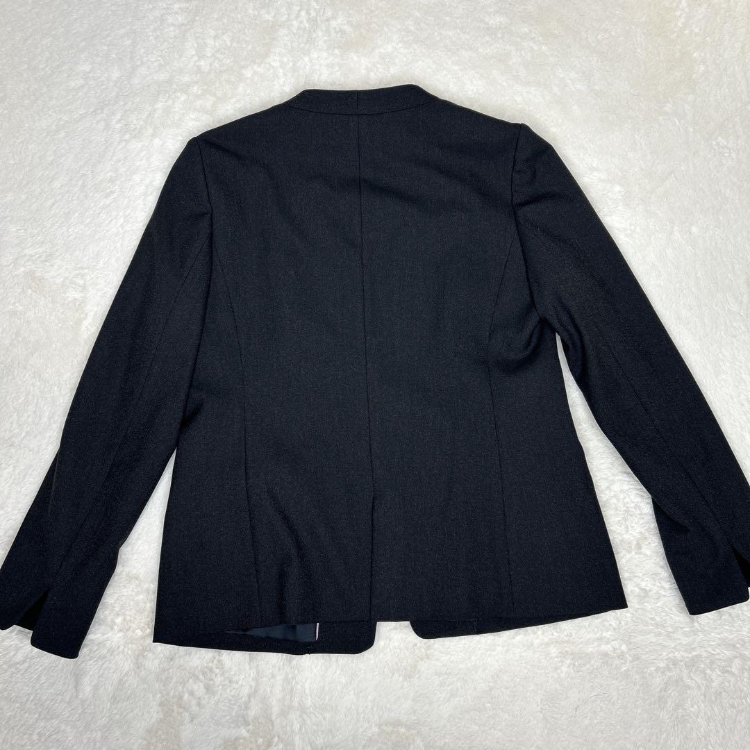 極美品✨ レミュー ノーカラー パンツスーツグレー 洗える ストレッチ 11号