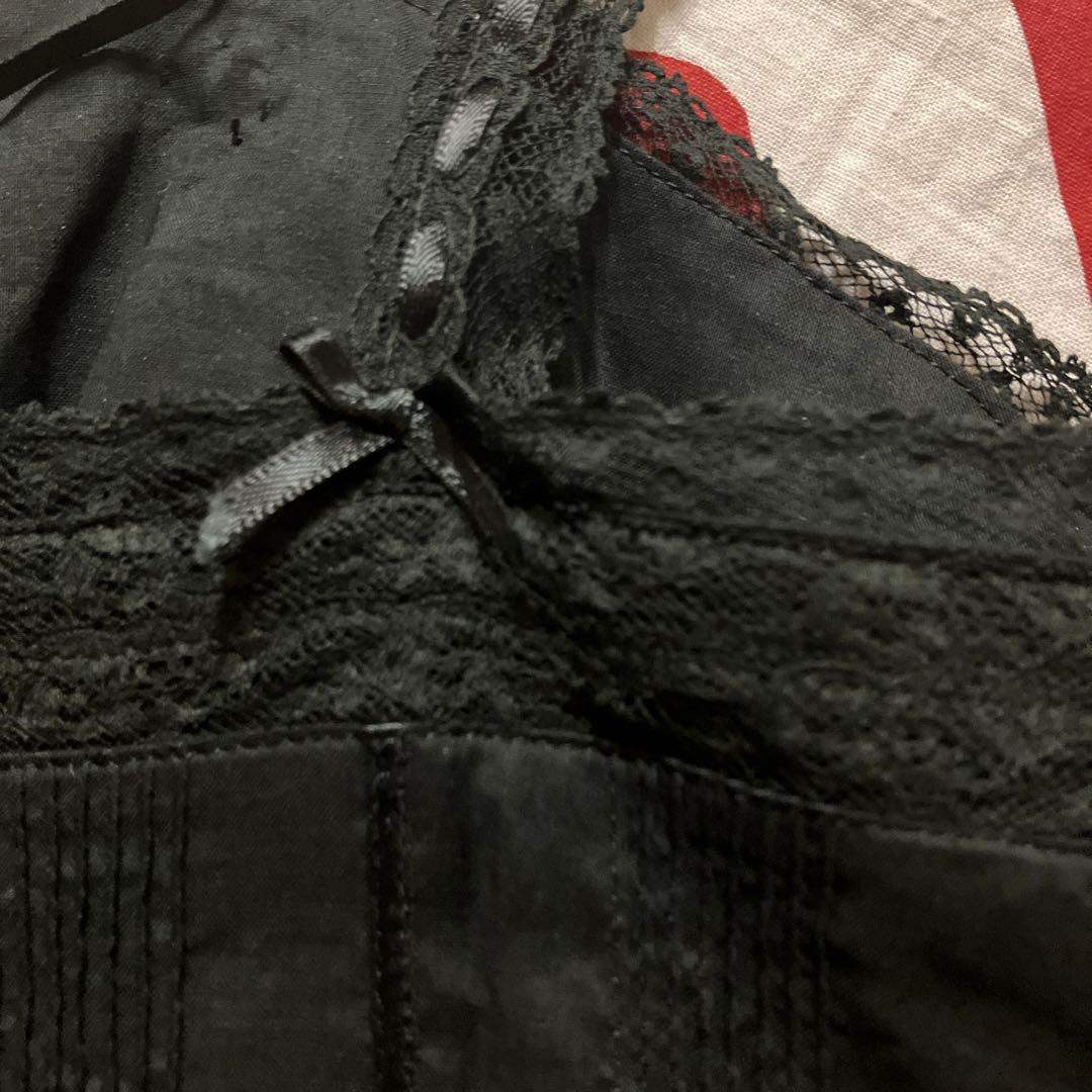 ピンクハウス 未使用品 綿ローン&フランス製?!レース黒生地キャミソール