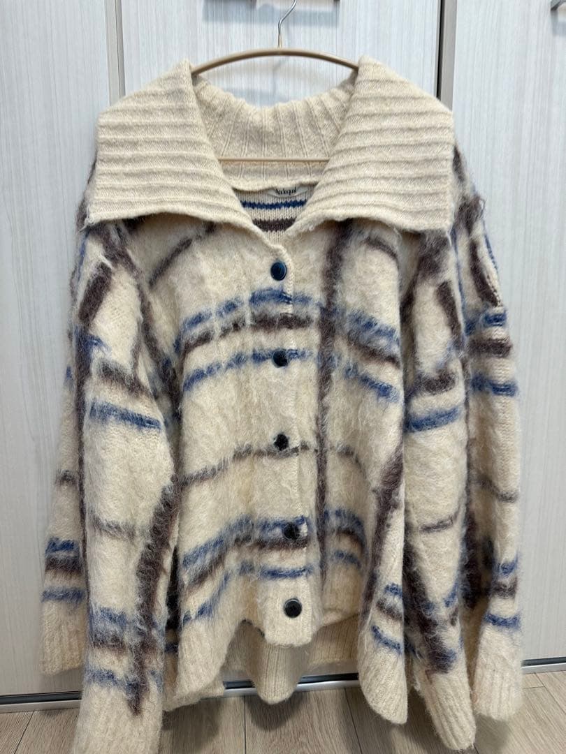 トップス andequal checked pattern knit BEIGE