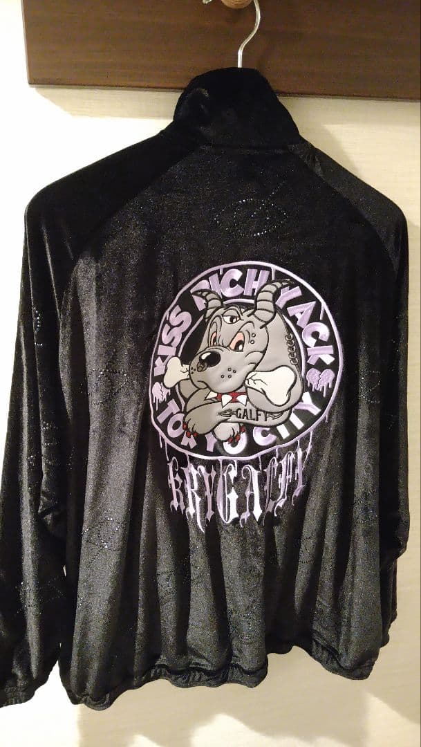 GALFY×KRY ぴかぴかラインストーン ジャージセットアップ 黒×パープル