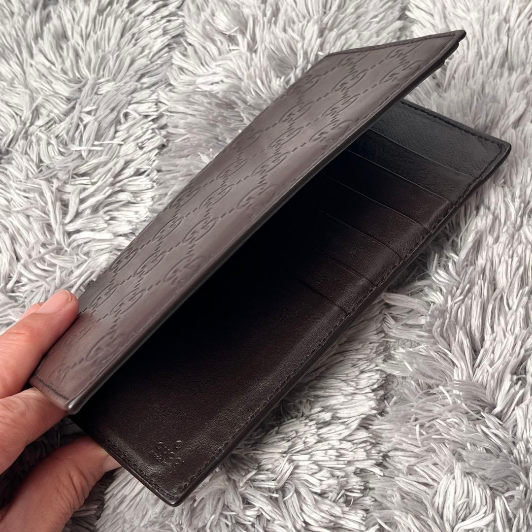 GUCCI✨シマ　お札入れ　カードケース　ダークブラウン　メンズ