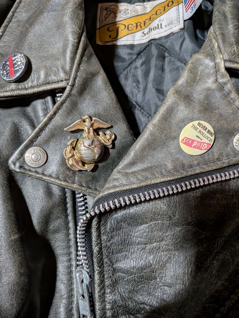 80s'90s　Schottショット　ダブルライダースジャケット36　USA