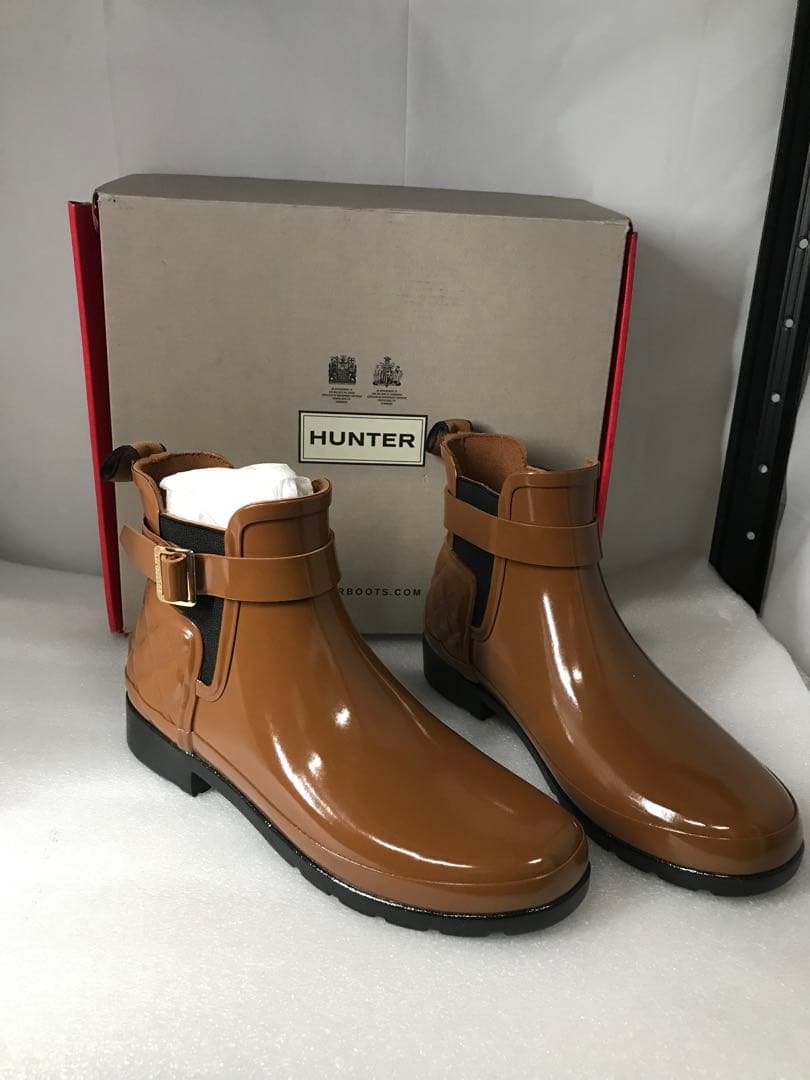 HUNTER ラバーブーツ　リファインド グロス キルテッド チェルシー
