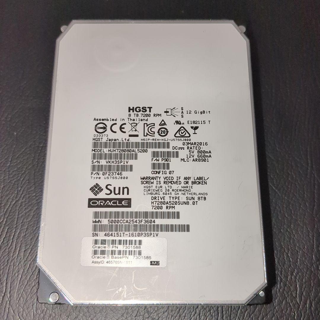 m*l様 日立HGST ８TB 内臓HDD 高信頼ヘリウム充填HDD 稼働1年3