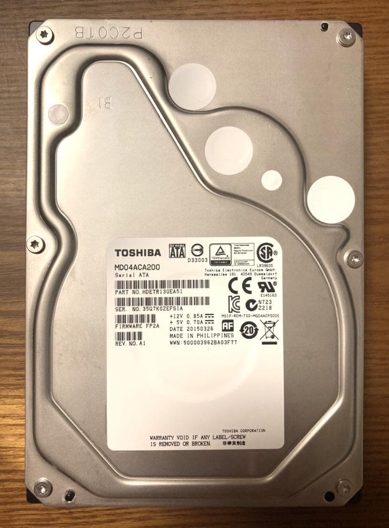 東芝 TOSHIBA MD04ACA200（3.5インチ HDD 2TB）