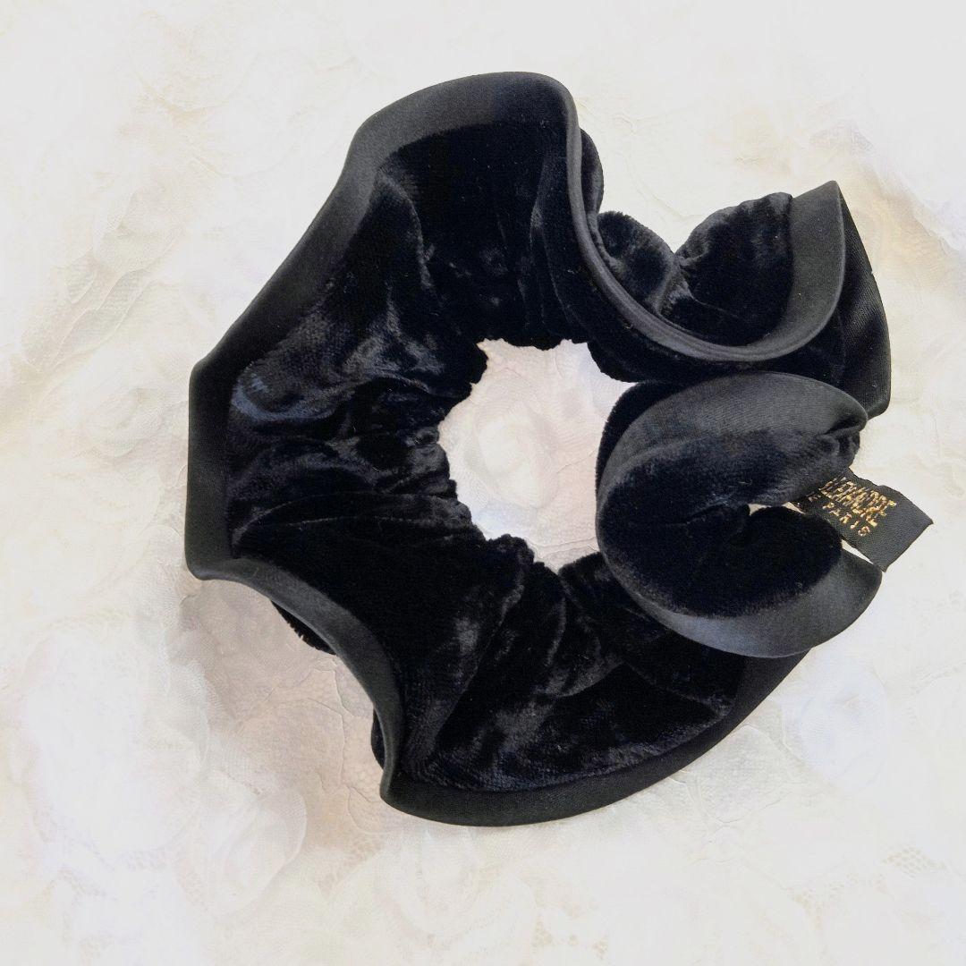 アレクサンドルドゥパリ ベロア シュシュ 縁取りシルク 黒